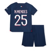 Dres Paris Saint-Germain Nuno Mendes #25 Domaci za djecu 2023-24 Kratak Rukav (+ kratke hlače)